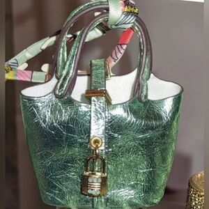 Mini Leather Bag Charm Rearview Mirror Hanger Storage for Headphones